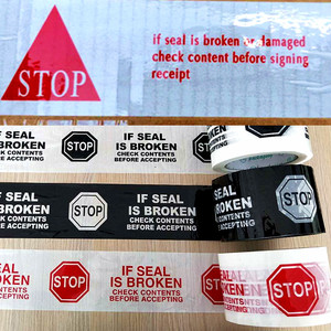 stop胶带英文WARNING警示语胶带纸印刷封箱纸外贸红黑色3英寸胶带