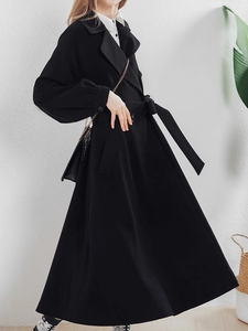 黑色高端风衣外套女中长款2024年春秋新款气质流行韩版裙摆式大衣