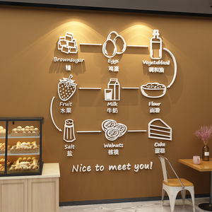 甜品蛋糕店墙面装饰品烘焙面包房背景贴纸玻璃门场景布置创意摆件