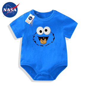 NASA芝麻街婴儿衣服夏天薄款短袖初生宝宝连体衣可爱搞怪包屁夏装