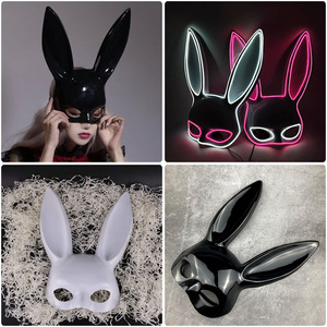 酒吧演出舞台蹦迪表演半脸LED兔子发光面具兔女郎化装舞会道具品