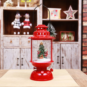 新款圣诞装饰品创意复古式煤油灯飘雪灯下雪音乐灯圣诞礼物送女生