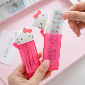 日本hello Kitty棉签收纳瓶透明卡通可爱牙线旅行便携棉棒收纳盒