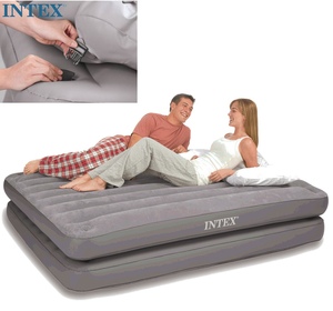 原装正品INTEX豪华条纹植绒双人双层充气床垫二合一气垫床可拆分