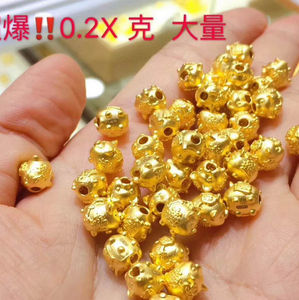 吉宝宝五福小金猪生肖黄金手链999足金编织红绳本命年手串3D硬金