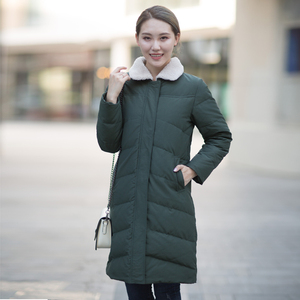 富木冬季新款女式棉袄女装中长款棉衣外套羊羔绒领 CF18103E8