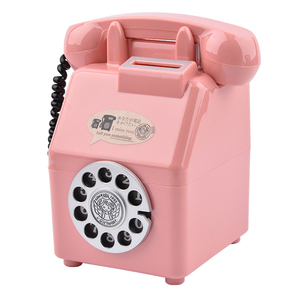电话机塑料钱罐创意摆件可爱粉色存储游戏币儿童礼品收纳拍摄道具