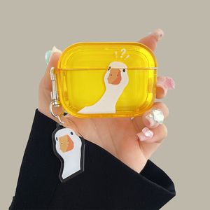 探头鸭airpodspro2保护套适用苹果蓝牙耳机壳2代黄色透明3代硅胶pro卡通可爱女生1代套全包防摔新款简约萌系