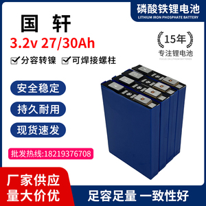 全新国轩3.2V30Ah磷酸铁锂电池60V50ah52安电动车动力储能锂电芯