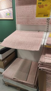 宜家兰斯泰德 短绒地毯 淡粉红色 80x80 厘米包邮