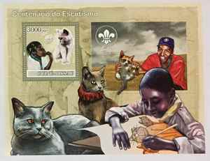 EE18几内亚比绍邮票2007年童子军宠物猫小型张