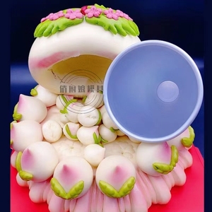 花饽饽空心桃祝寿桃中式蛋糕铝合金芭比娃娃裙边花馍馒头烘焙模具