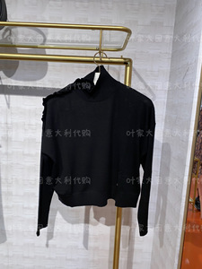 意大利代购Pinko 23秋冬女装黑色翻领长袖针织衫毛衣101992A189