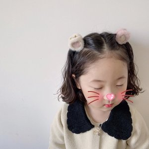 韩版可爱毛绒圆形猫咪动物耳朵儿童小抓夹宝宝发夹发抓小夹卡子