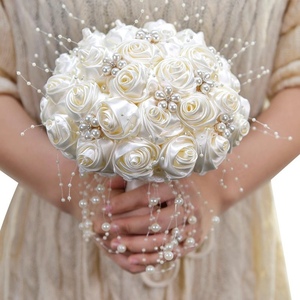 韩式接亲手捧花新娘结婚手拿抛花球珍珠仿真花婚纱摄影旅拍婚礼