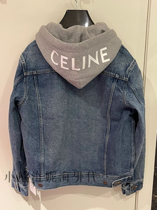 Celine/赛琳 24早春新款帽子字母印花logo牛仔衣男女连帽夹克外套