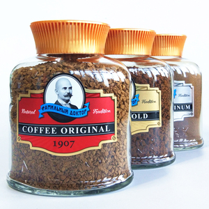 进口俄罗斯老教授品牌速溶纯咖啡粉 浓缩黑咖啡特浓特苦冻干100克