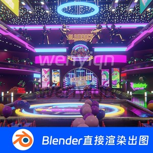 Blender游乐场娱乐城KTV游乐园舞台玩具城赌场模型750