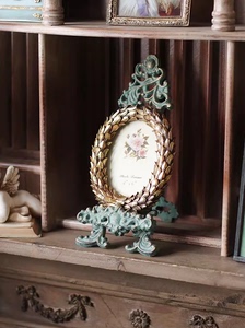 欧式铸铁艺术相框架雕花法式盘子支架镜子支撑架美式桌面摆件装饰