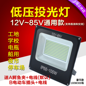 低压led投光灯户外防水50W100W12-80V工地船用地摊电瓶矿洞36V灯