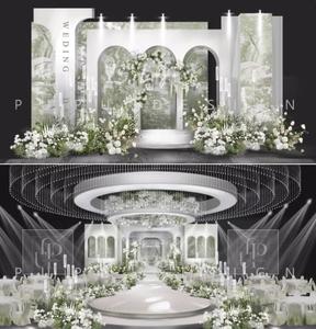 白绿法式简约秀场风婚礼效果图设计素材包含图片格式制作文件z05