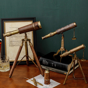 印度进口航海复古便携单筒望远镜长辈户外书房装饰摆件礼品道具