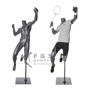 打羽毛球姿势塑料男模特道具无头跳跃扣杀假人体育用品展示人台