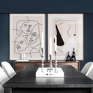 抽象挂画现代简约客厅沙发背景墙组合装饰画轻奢线条几何壁画人像