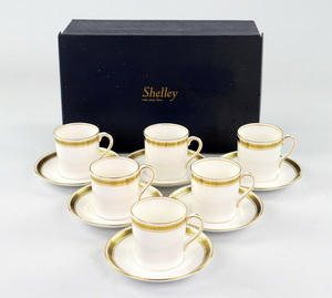 现货 中古英国产雪莱Shelley骨瓷咖啡杯碟6人英式欧式下午茶原盒