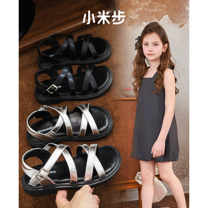 小米步女童凉鞋2024夏季新款儿童罗马鞋女孩公主鞋夏款鞋子中大童