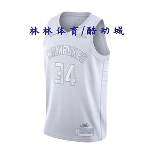 Nike 篮球球衣 雄鹿队 34号 字母哥刺绣版篮球球衣背心CT4209-100