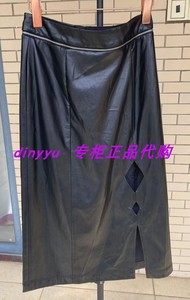 EVA OUXIU伊华欧秀专柜正品2022秋23KPQ1564半裙PU皮1389