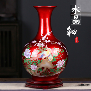 景德镇陶瓷器花瓶摆件中式客厅装饰品网红爆款红色中国红精致高端
