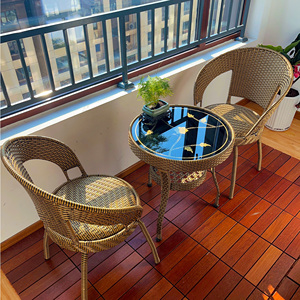 藤椅茶桌椅组合三件套阳台茶几靠背椅户外休闲花园滕椅子庭院室外
