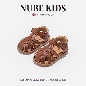 真皮英国NUBEKIDS童鞋宝宝凉鞋小公主夏季新款把包头复古沙滩鞋子