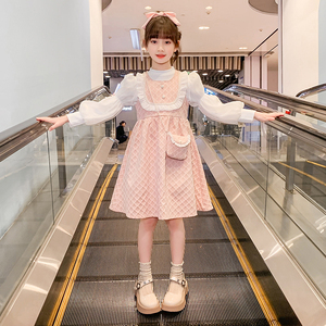 女童两件套连衣裙子小香风新款韩版女孩春秋洋气公主裙6-12岁长袖