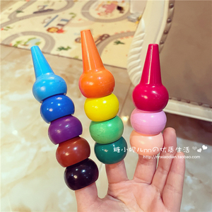 日本Baby Color宝宝儿童可水洗易握安全益智叠叠乐积木蜡笔12色