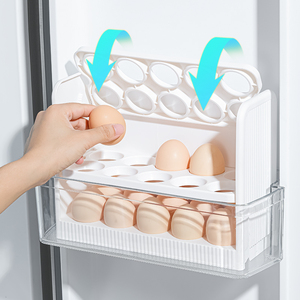 定位于冰箱门内侧场景收纳の鸡蛋盒3层可折叠超窄鸡蛋冷藏架 米木