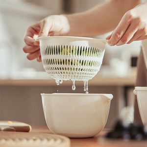 米木日式洗水果沥水篮迷你双层沥水果盘小号洗菜篮碗盆塑料漏网篮