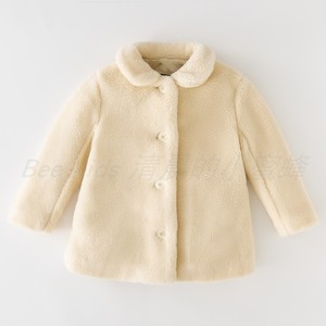 3-6岁法式女童女宝宝中长款仿羊羔绒外套仿皮草加厚大衣冬薄棉服