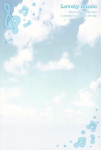 日本 艺术绘画 蓝天白云 音乐 清新 创意 外国原版明信片