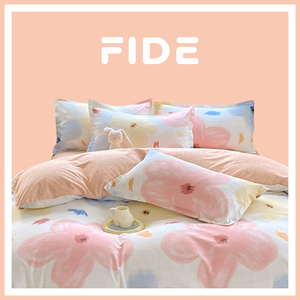 FIDE家居美学~春夏新款浅色花朵款四件套床上用品被套床单