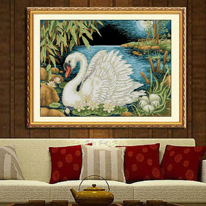 法国DMC十字绣套件动物美丽的白天鹅欧式风格客厅精准印花1622