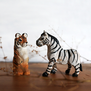 匠人手作手工雕刻木雕斑马zakka小动物摆件木质小玩意木制工艺品