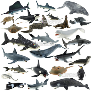 仿真鲨鱼玩具巨齿鲨模型蓝鲸旗鱼鲸鲨鳄鱼虎鲸虎鲨海豹大白鲨模型