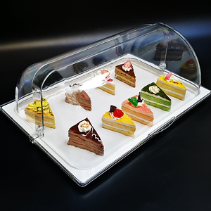 自助餐试吃托盘水果面包蛋糕点心盒食品展示盘带盖防尘透明保鲜罩