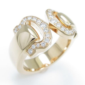 Cartier卡地亚双C天使之吻镶钻石18K玫瑰金白金黄金戒指58号98新