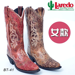 美国正品Laredo西部牛仔靴 女款美式中筒靴骑马马靴子 西部巨人