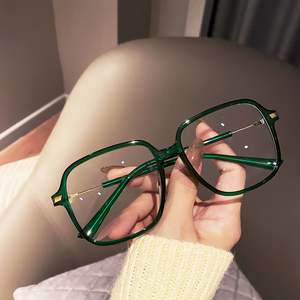 绿色大框近视眼镜女韩版潮素颜装饰无度数平光镜防蓝光眼镜框架男