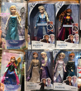 迪士尼国内代购冰雪奇缘安娜艾莎娃娃玩具 白雪手办玩偶 爱莎公主